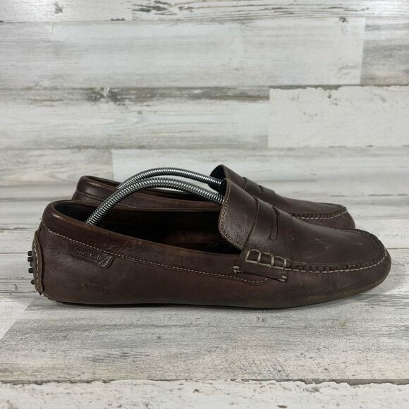 Cole Haan NikeAir Grant Canoe Driving‎ Penny Loafer Brown Leather Mens Size 11 M - Picture 1 of 8